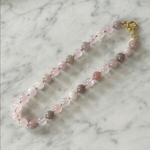 Hand knotted aventurine beaded necklace